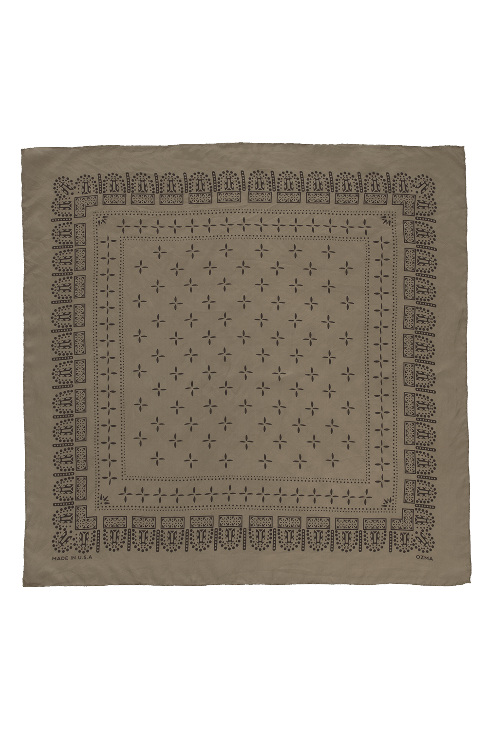 (Impefect) 1930s Bandana, Regen Silk, Khaki