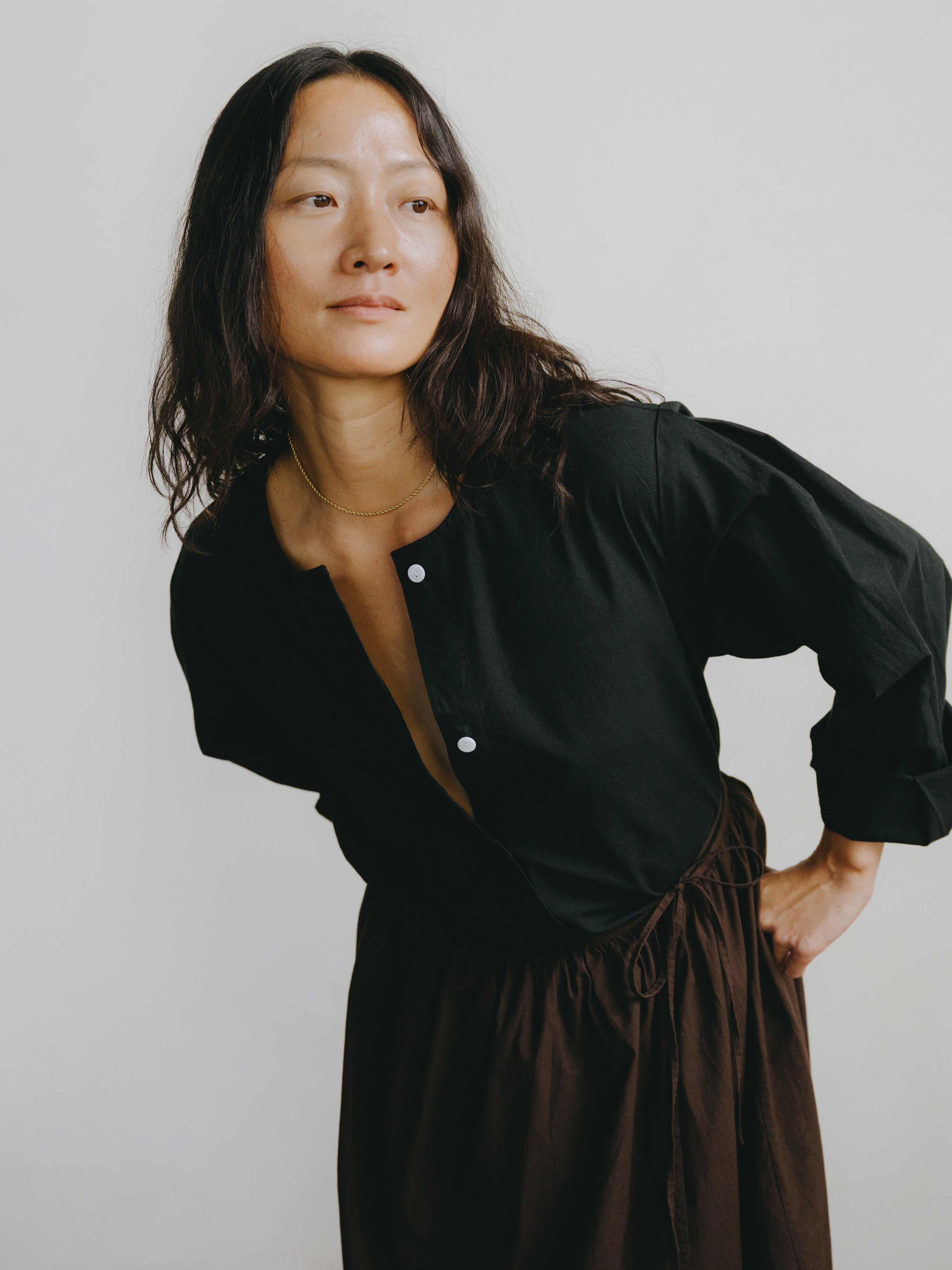 Cairo Shirt, Organic Batiste, Soft Black