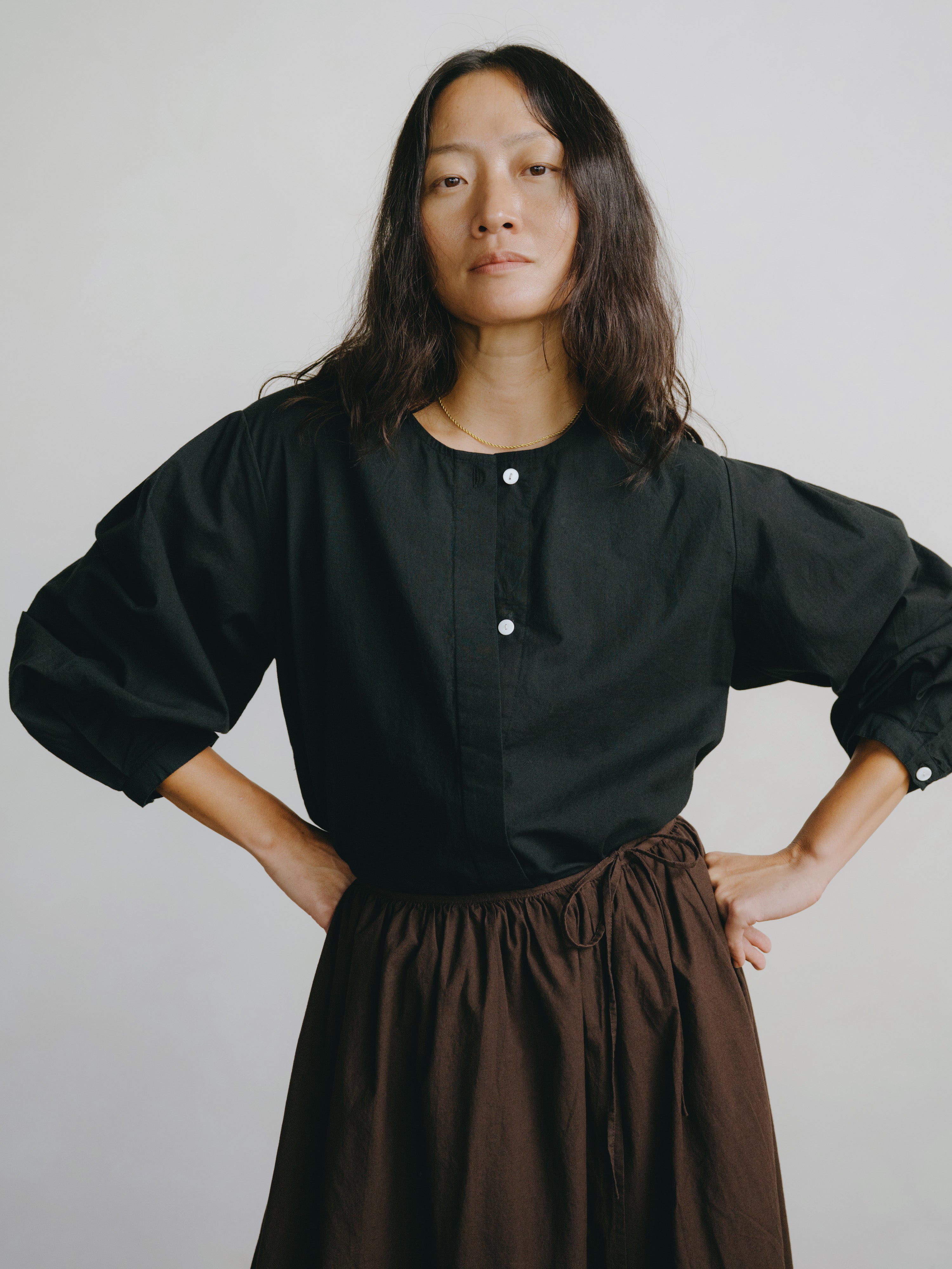 Cairo Shirt, Organic Batiste, Soft Black