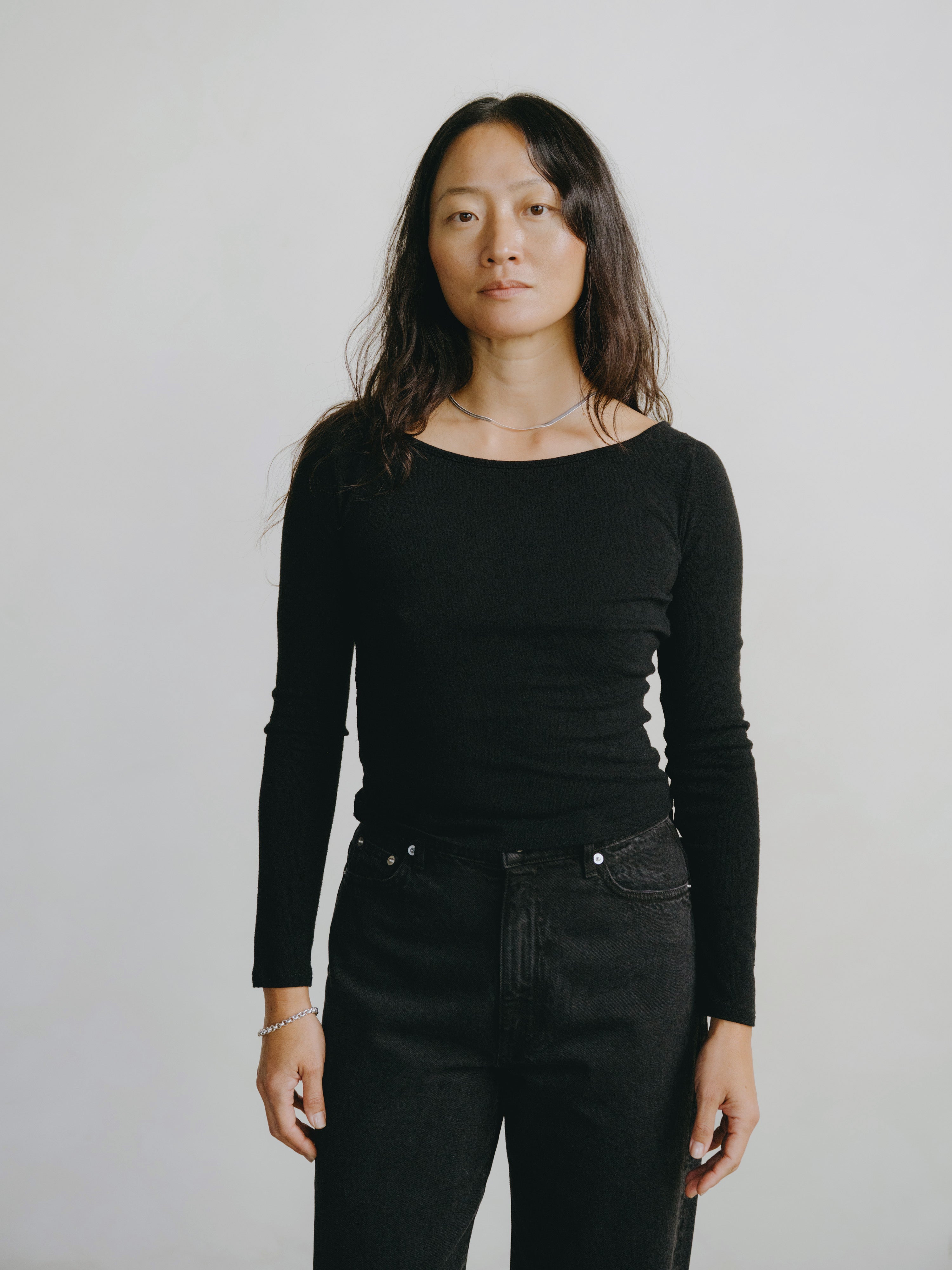 Blake Boatneck, Regen Silk Noil Jersey, Black