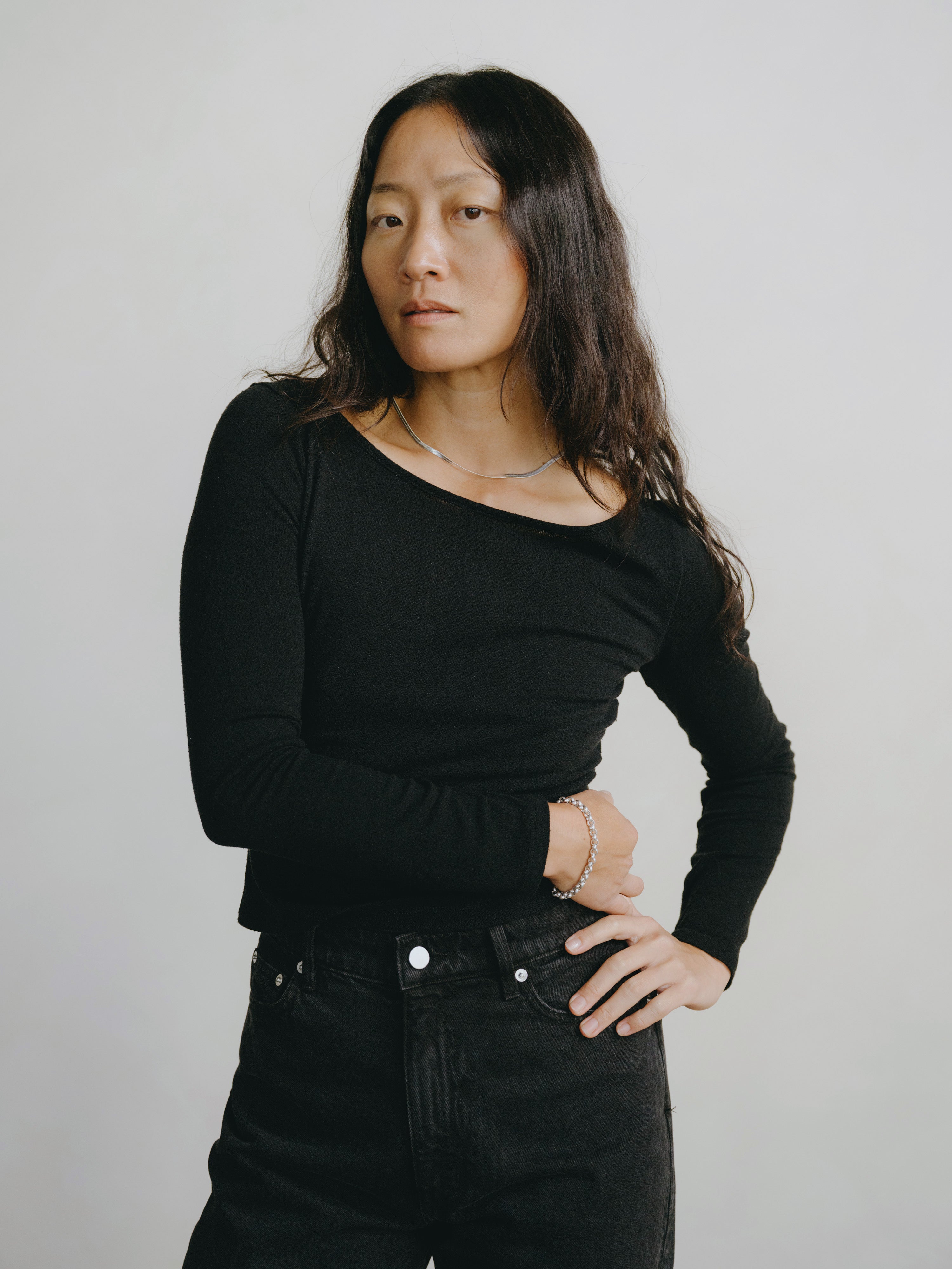 Blake Boatneck, Regen Silk Noil Jersey, Black