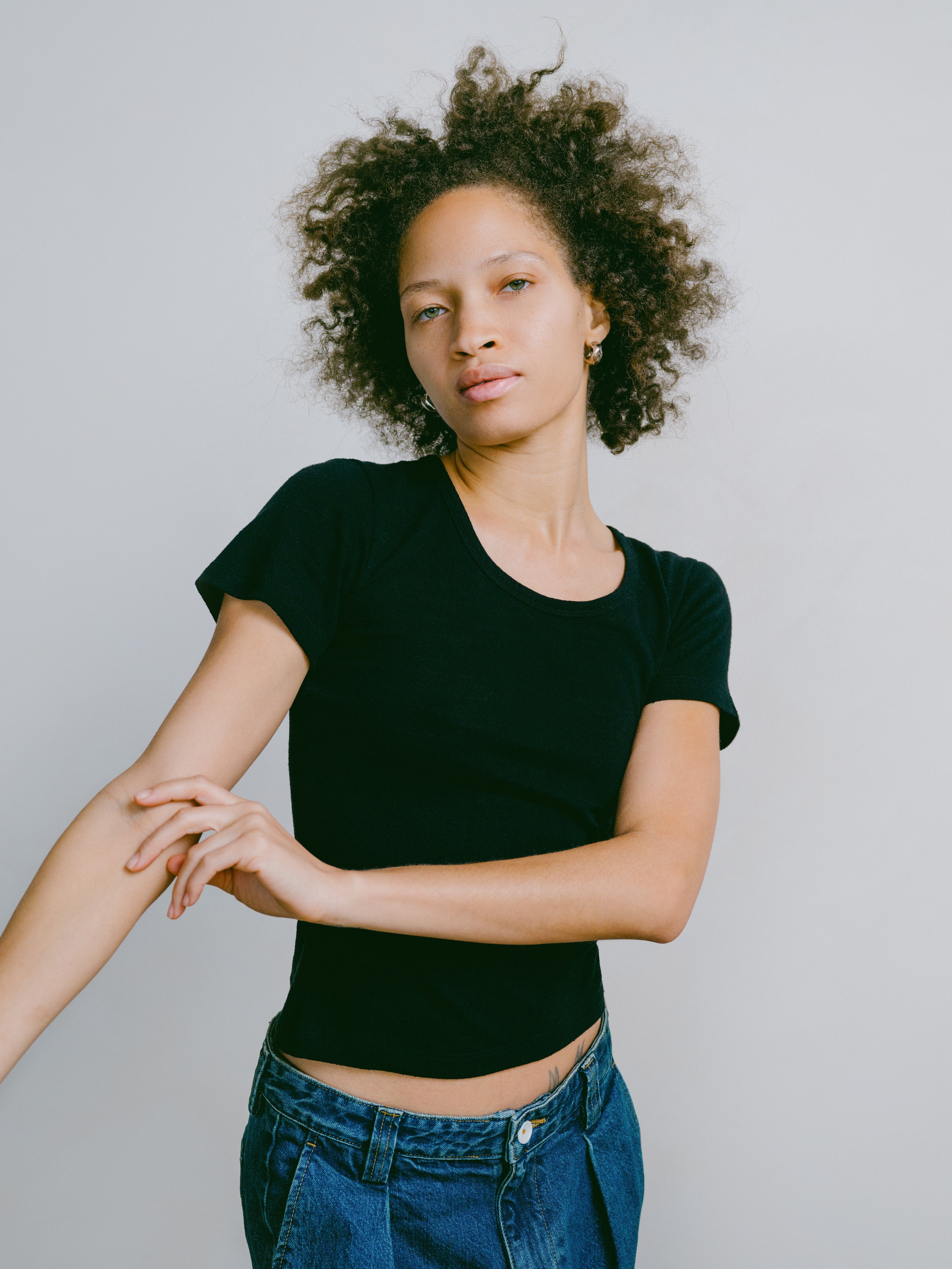 (Imperfect) Baby Tee, Regen Silk Noil Jersey, Black