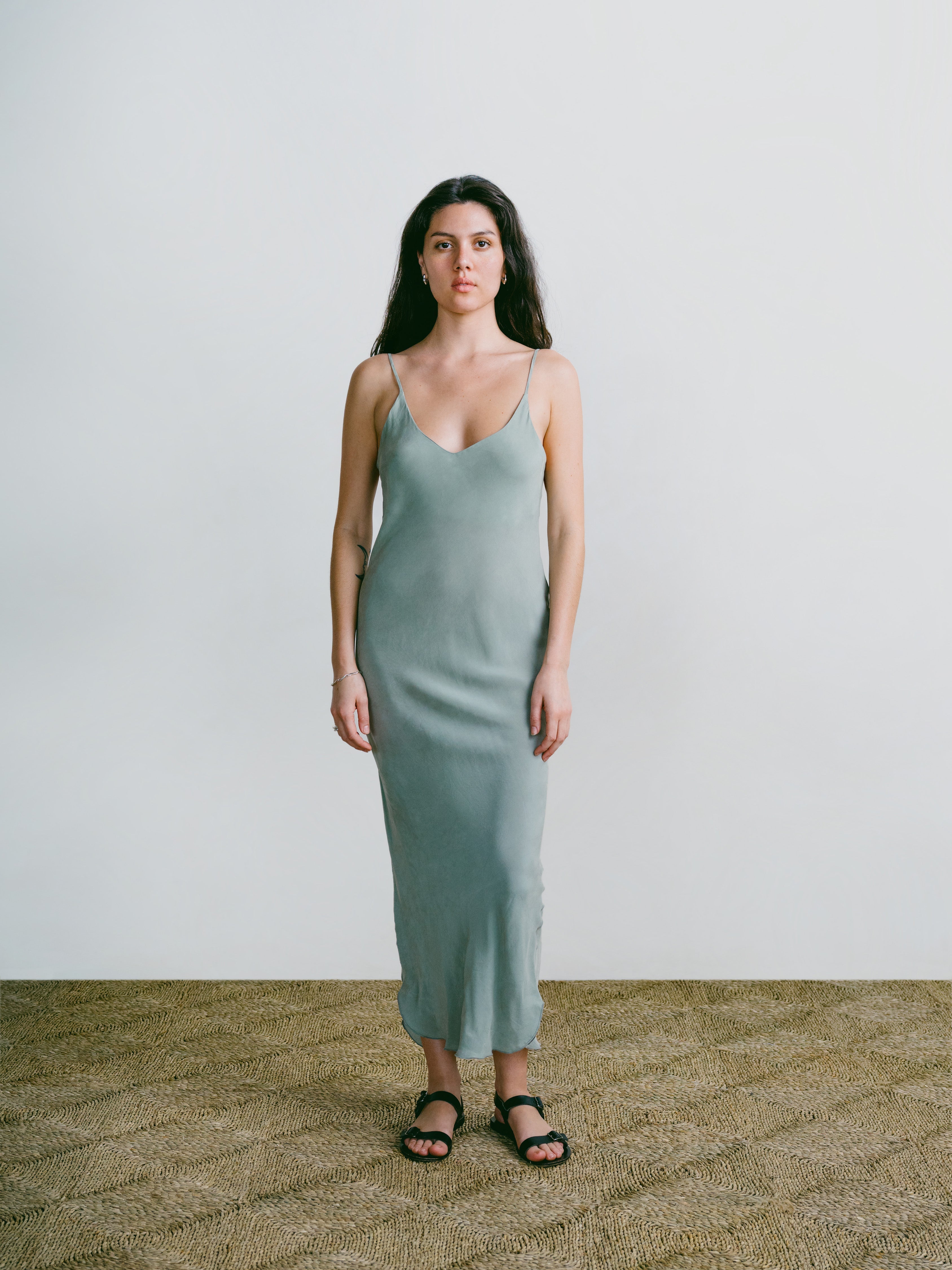 (Imperfect) Anaise Slip Dress, Japanese Cupro, Meadow