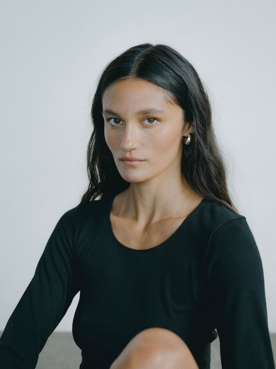 Naomi Bodysuit, Regen Silk Noil Jersey, Black